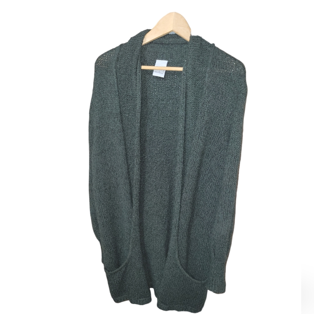 Cascade blues sage green oversized shawl cardigan sweater with pockets m